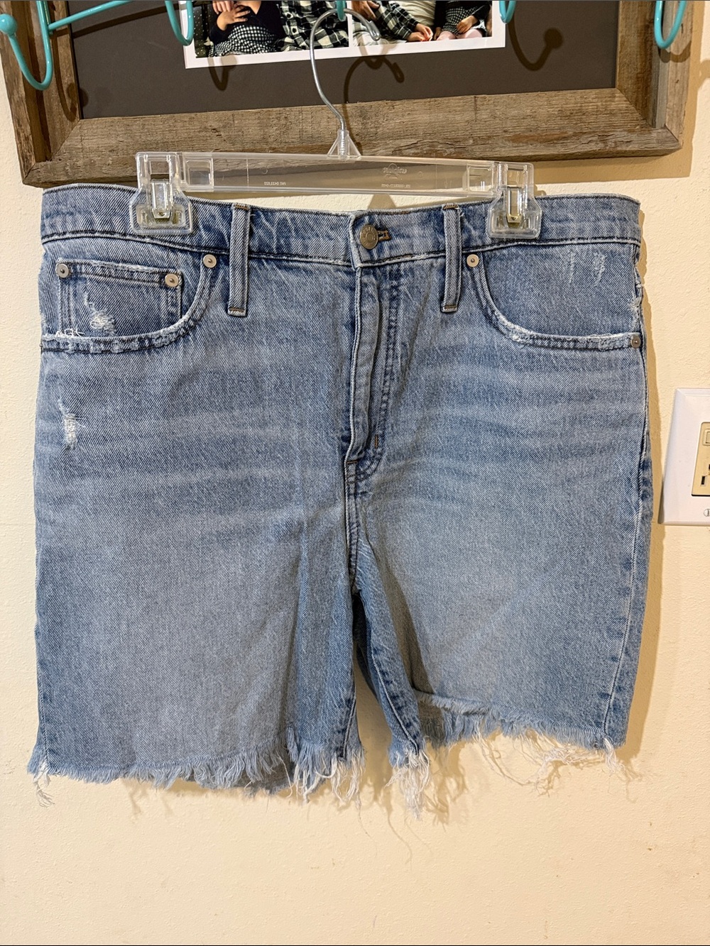 Madewell Light Blue Denim Shorts with Branded Button